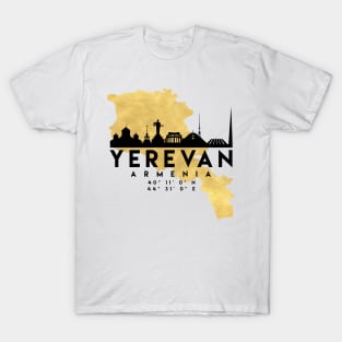 Yerevan Armenia Skyline Map Art T-Shirt